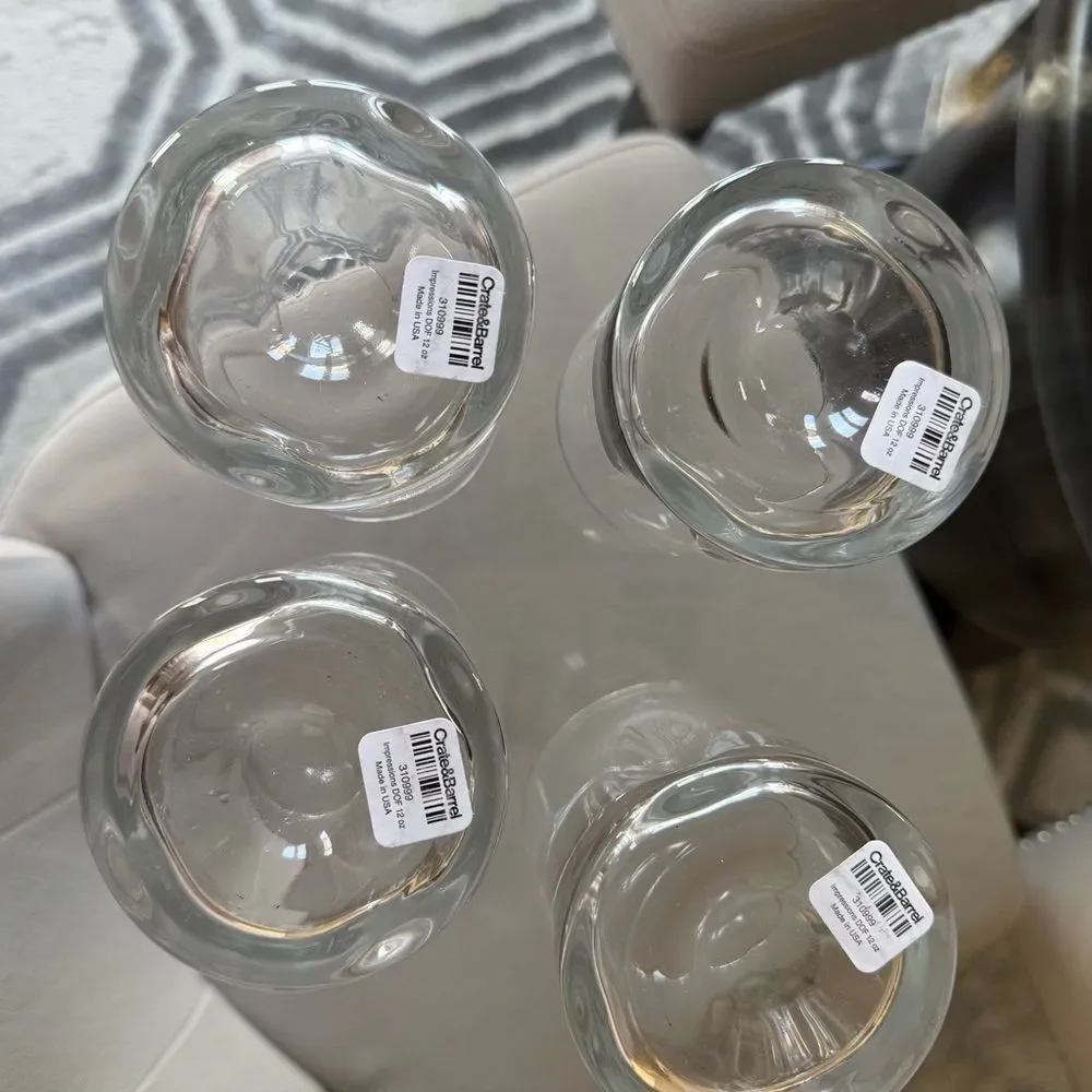 Crate&Barrel Impressions 12-Oz. Double Old-Fashioned Glass Set of 4 NWT